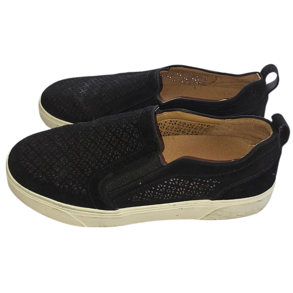 Vionic Kimmie Perf Black Suede Leather Slip On Sneakers - Picture 5 of 10